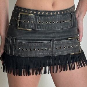Jaded London faux leather fringe micro skirt.